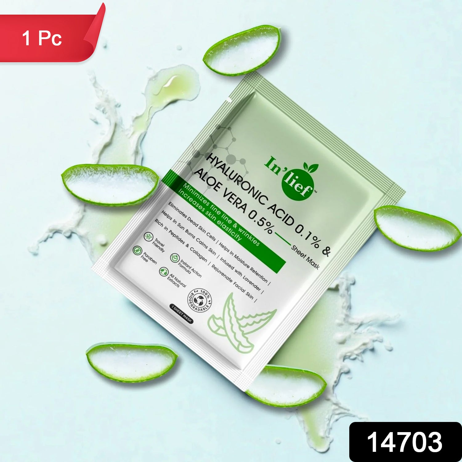 In’lief Hyaluronic Acid 0.1% & Aloe Vera 0.5% Hydrating Facial mask (1 Pc) In’lief Hyaluronic Acid 0.1% & Aloe Vera 0.5% Hydrating Facial mask (1 Pc)